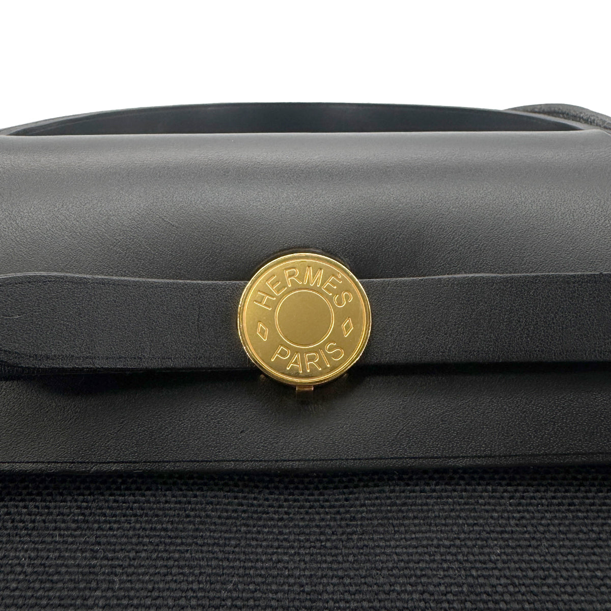 HERMES HER BAG ZIP 31 BLACK TOILE MILITAIRE TOTE SHOULDER Z 90271714