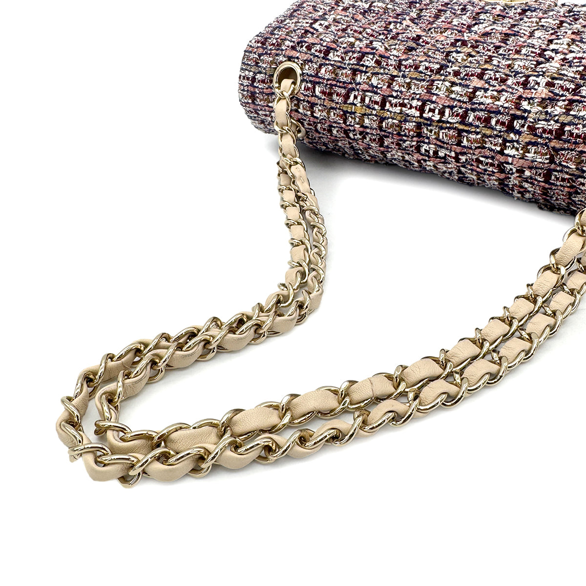 CHANEL CHAIN SHOULDER BAG PINK TWEED 90271716