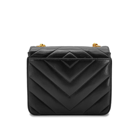 CHANEL VINTAGE CHEVRON BIJOU CHAIN SHOULDER BAG BLACK LAMB SKIN 90271718 - PURPOSE