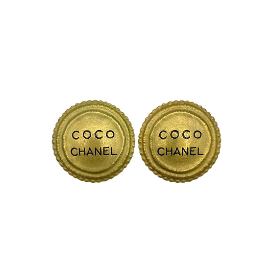 CHANEL VINTAGE EARRINGS LOGO ROUND ACCESSORY 94P 90271741