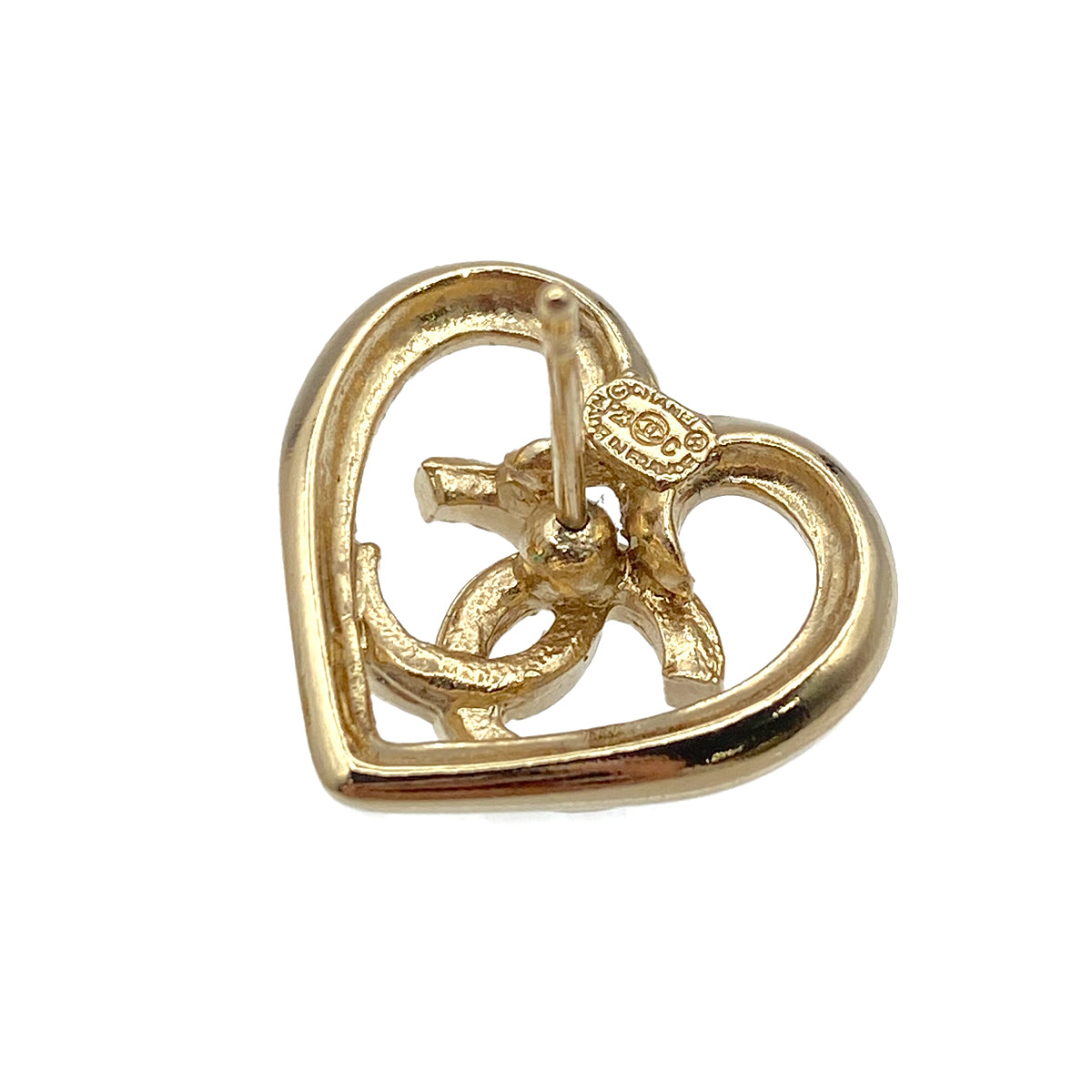 CHANEL EARRINGS RHINESTONE HEART COCOMARK ACCESSORY F23C 90271770