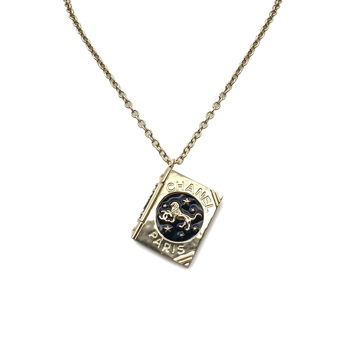 CHANEL NECKLACE BOOK MOTIF COCOMARK LION ACCESSORY B22C 90271783