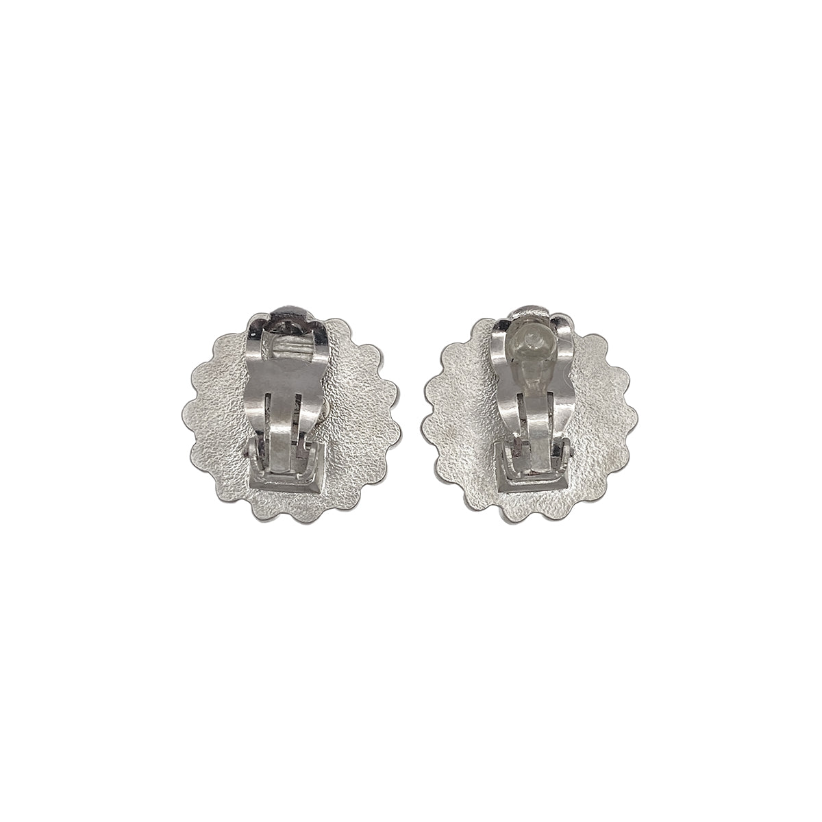CHANEL VINTAGE EARRINGS COCOMARK ROUND SILVER ACCESSORY 98P 90271839