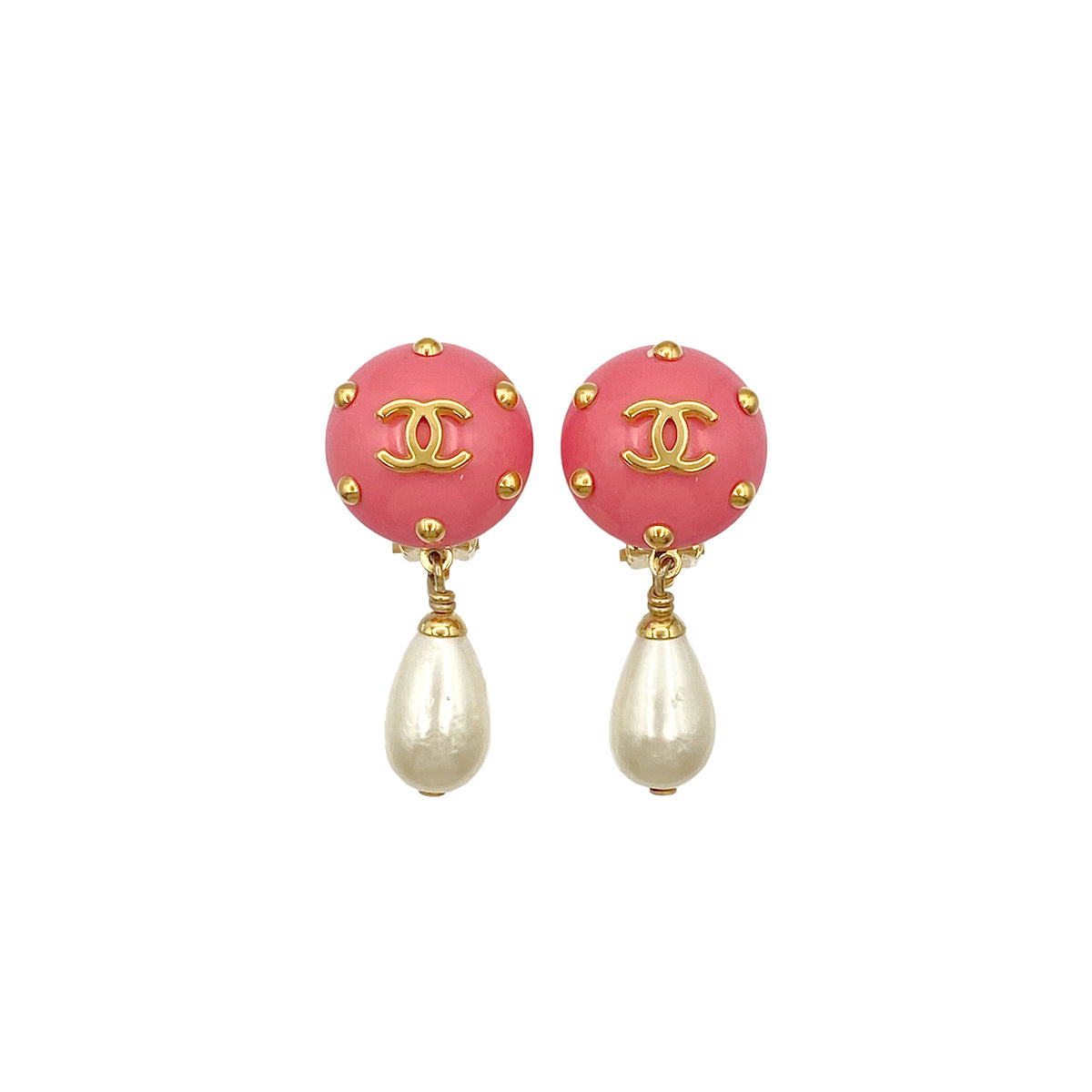 CHANEL VINTAGE EARRINGS COCOMARK FAUX PEARL ACCESSORY 96C 90271881