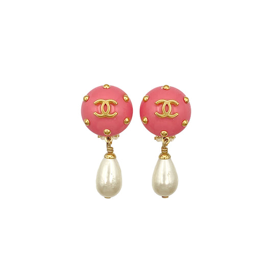 CHANEL VINTAGE EARRINGS COCOMARK FAUX PEARL ACCESSORY 96C 90271881