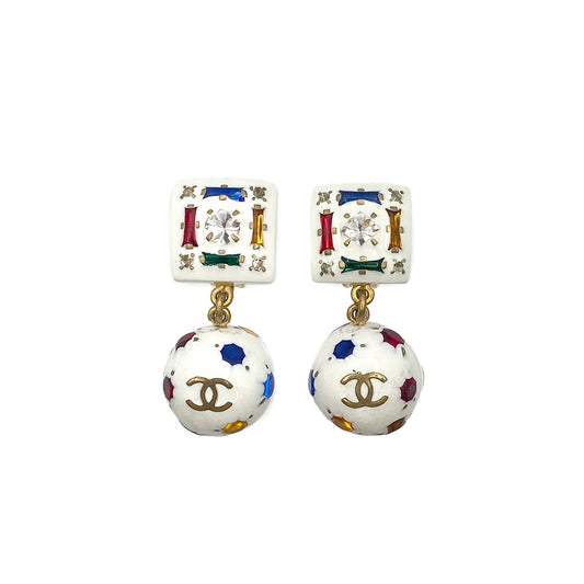 CHANEL VINTAGE EARRINGS COCOMARK SOCCER BALL ACCESSORY 98P 90271885