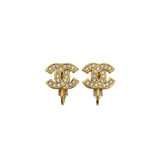 CHANEL VINTAGE EARRINGS COCOMARK RHINESTONE ACCESSORY 90271889