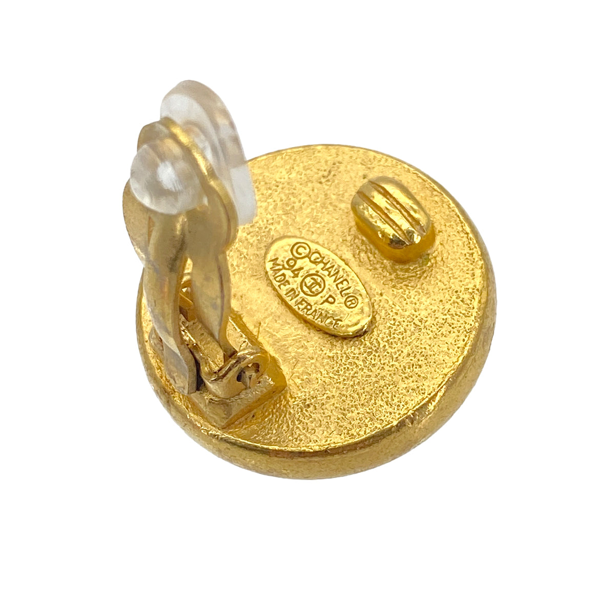 CHANEL VINTAGE EARRINGS LOGO FAUX PEARL ACCESSORY 94P 90271915