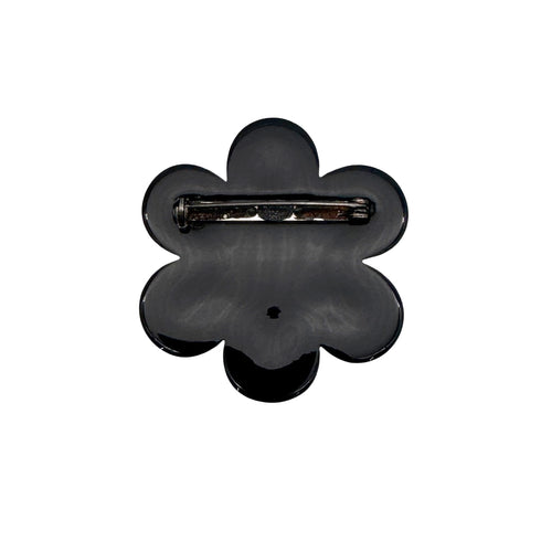 CHANEL VINTAGE COCOMARK BROOCH CAMELLIA BLACK ACCESSORY 96P 90271917