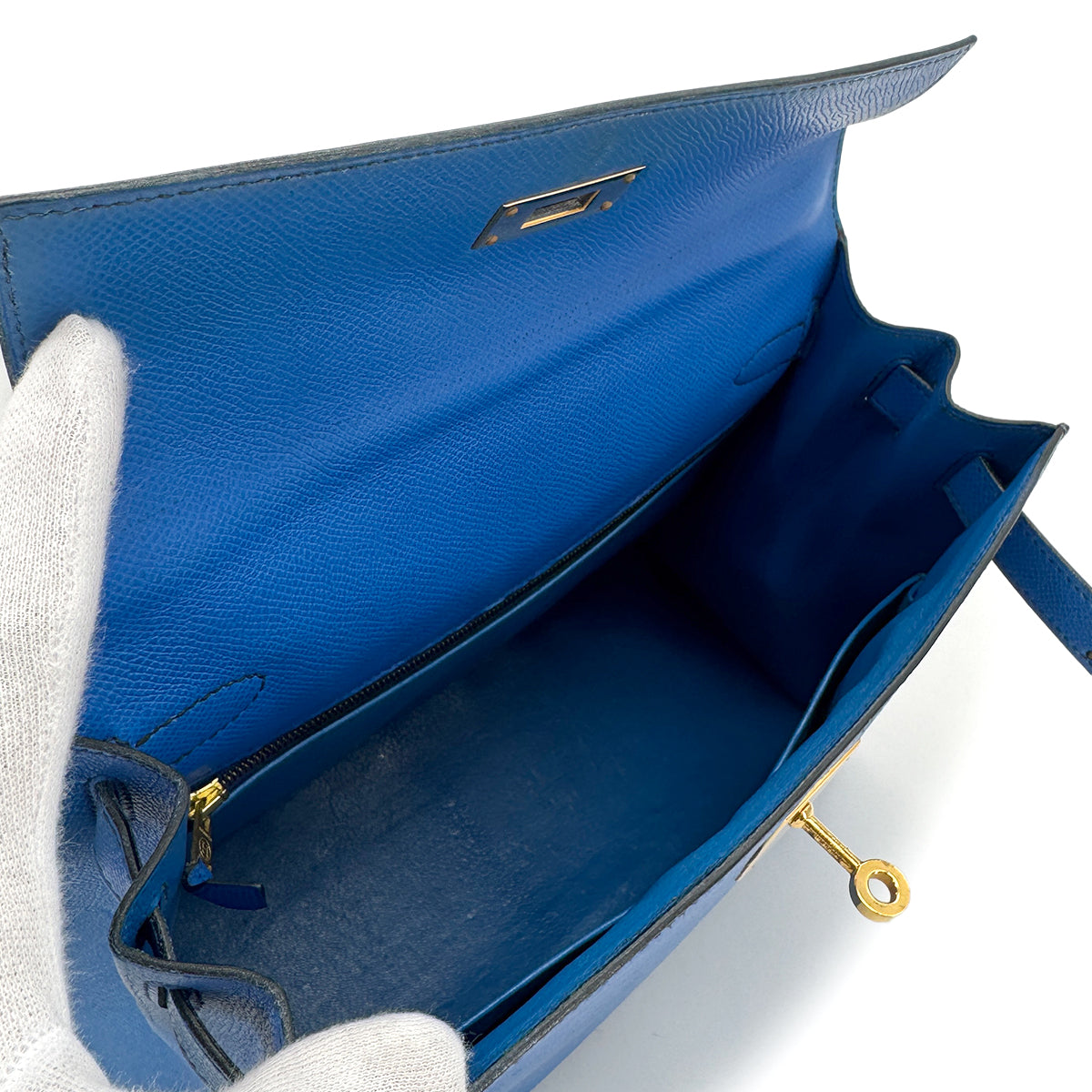 HERMES KELLY 28 SELLIER BLUE FRANCE COUCHEVEL HAND SHOULDER BAG 〇X GHW 90271927