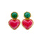CHANEL VINTAGE EARRINGS HEART STONE PINK GREEN ACCESSORY 28 90271945 - PURPOSE