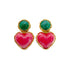 CHANEL VINTAGE EARRINGS HEART STONE PINK GREEN ACCESSORY 28 90271945 - PURPOSE