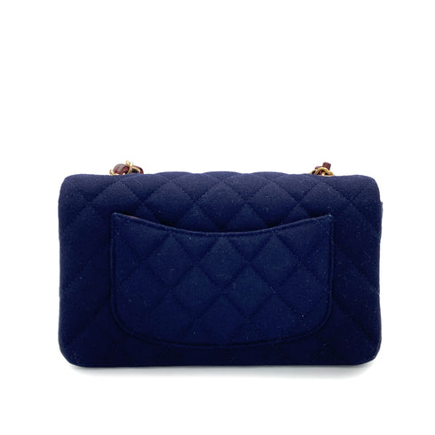 CHANEL MATELASSE CHAIN SHOULDER BAG MARINE CHARM NAVY COTTON JERSEY 90271983