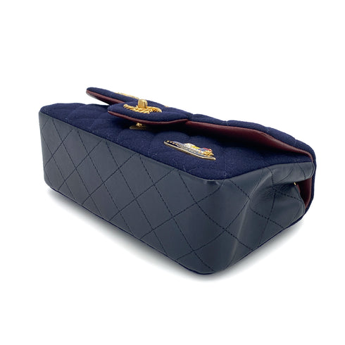 CHANEL MATELASSE CHAIN SHOULDER BAG MARINE CHARM NAVY COTTON JERSEY 90271983