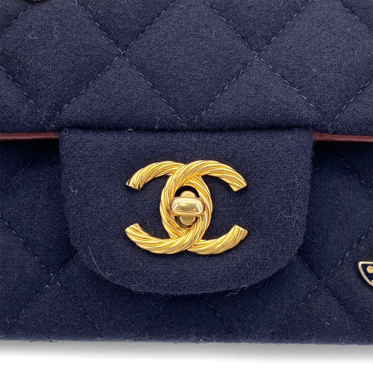 CHANEL MATELASSE CHAIN SHOULDER BAG MARINE CHARM NAVY COTTON JERSEY 90271983
