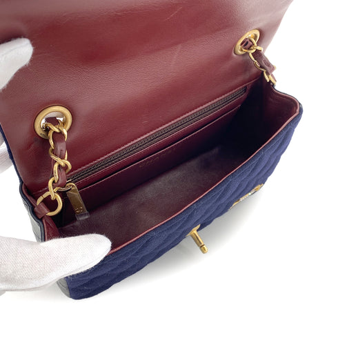 CHANEL MATELASSE CHAIN SHOULDER BAG MARINE CHARM NAVY COTTON JERSEY 90271983