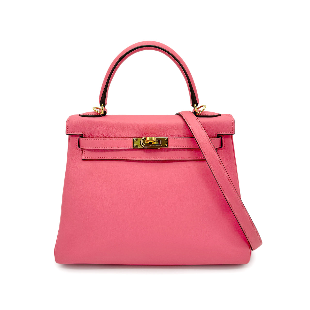 HERMES KELLY 25 RETOURNE ROSE AZALEE SWIFT HAND SHOULDER BAG C GHW 90271984