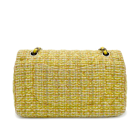 CHANEL CHAIN SHOULDER BAG YELLOW GREEN TWEED 90271986 - PURPOSE