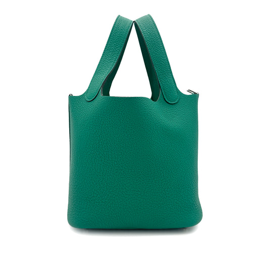 HERMES PICOTIN LOCK PM VERT JADE TAURILLON CLEMENCE HAND BAG U 90272305