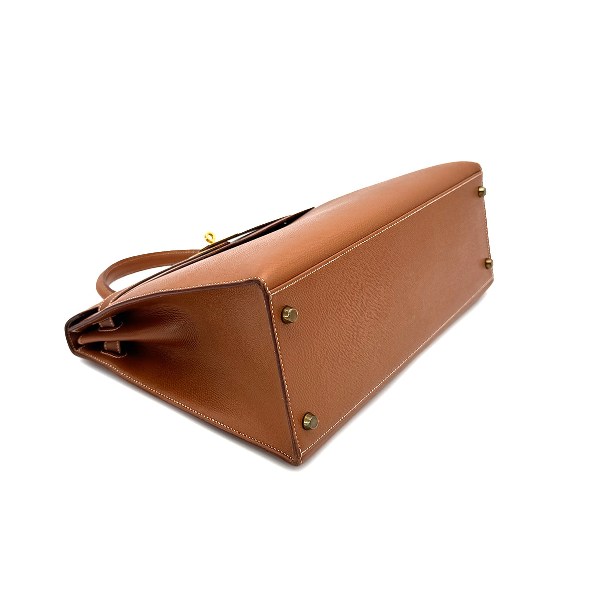 HERMES KELLY 35 SELLIER GOLD COUCHVEL HAND SHOULDER BAG □V GHW 90272306