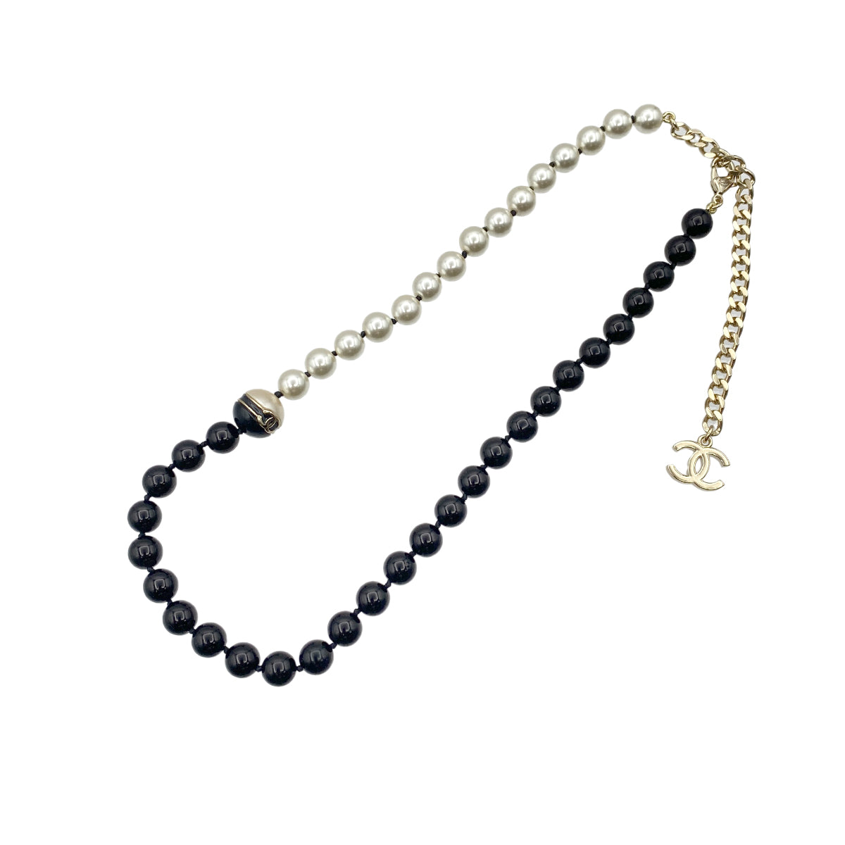CHANEL NECKLACE COCOMARK FAUX PEARL WHITE BLACK ACCESSORY B24C 90272310