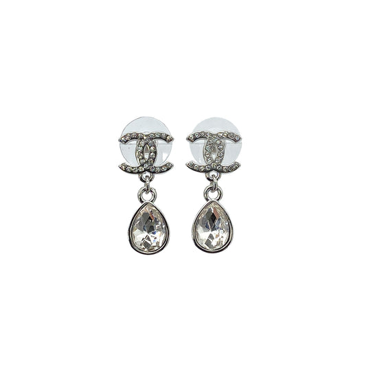 CHANEL EARRINGS SWING COCOMARK RHINESTONE ACCESSORY B21P 90272331