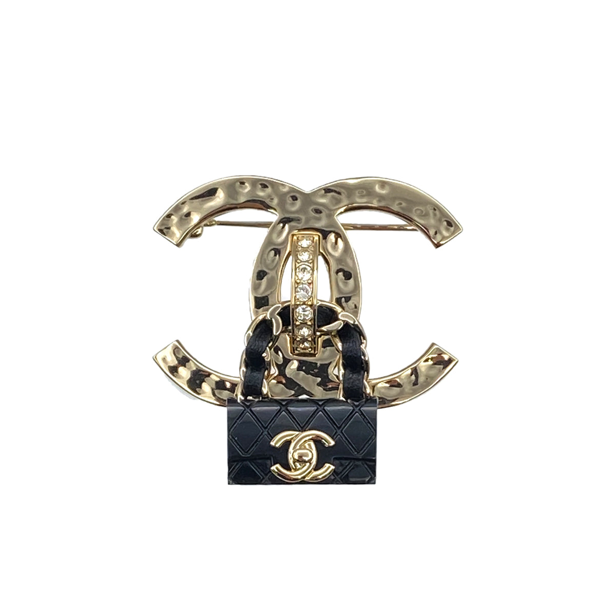 CHANEL COCOMARK BROOCH BAG MOTIF RHINESTONE BLACK ACCESSORY B23C 90272346