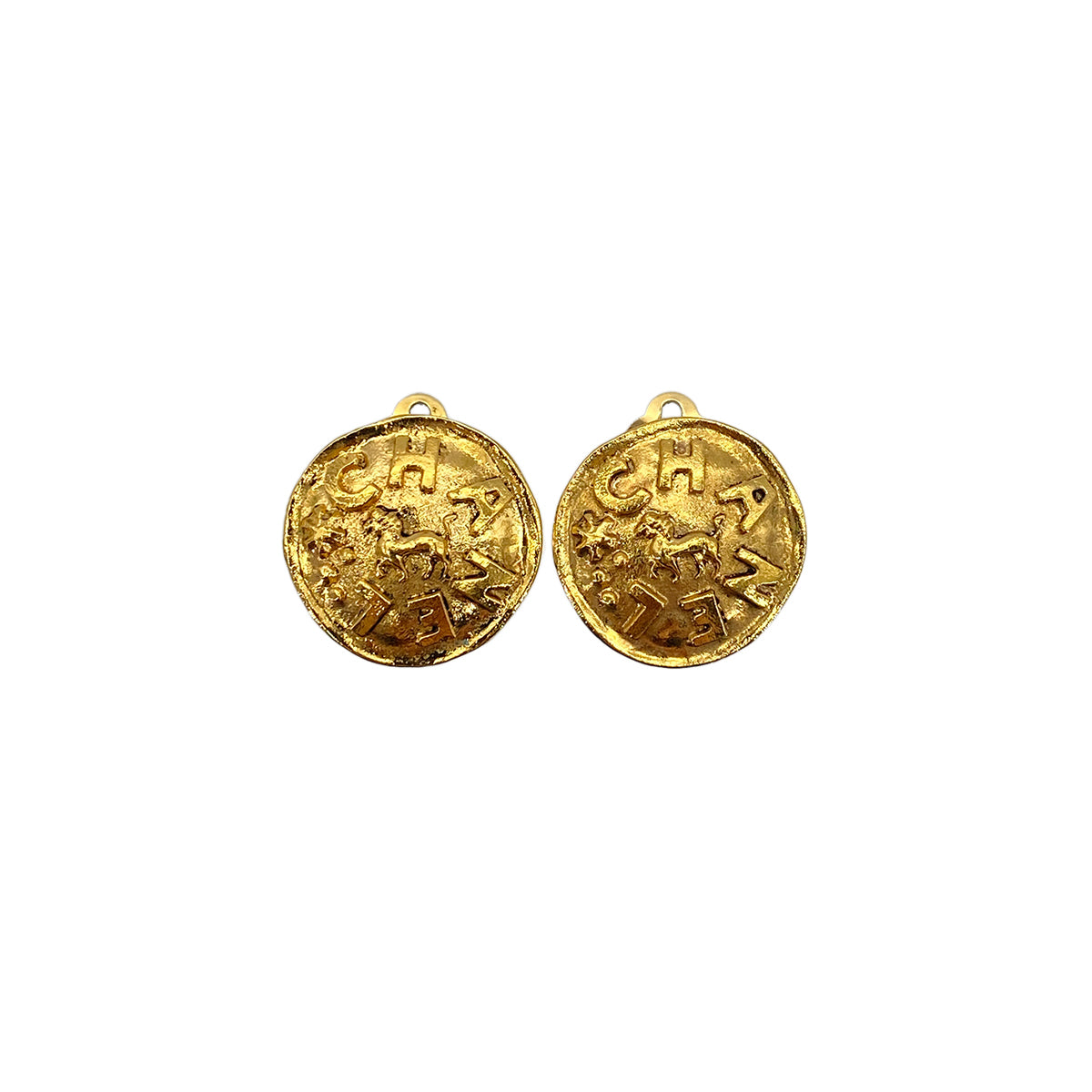 CHANEL VINTAGE EARRINGS LOGO ROUND GOLD ACCESSORY 23 90272351
