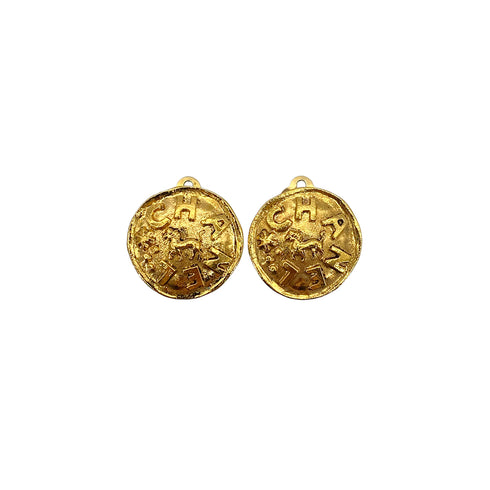 CHANEL VINTAGE EARRINGS LOGO ROUND GOLD ACCESSORY 23 90272351 - PURPOSE