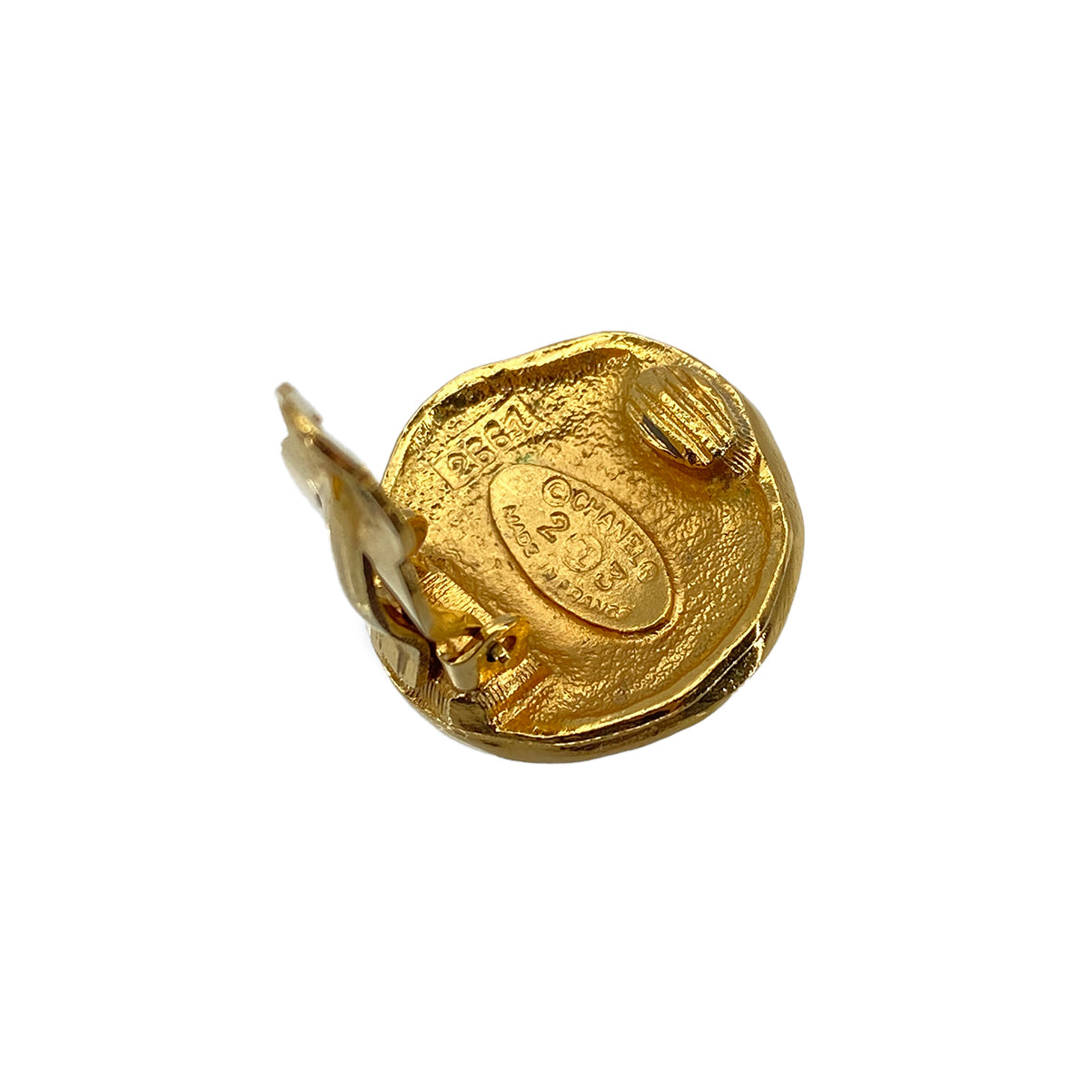 CHANEL VINTAGE EARRINGS LOGO ROUND GOLD ACCESSORY 23 90272351