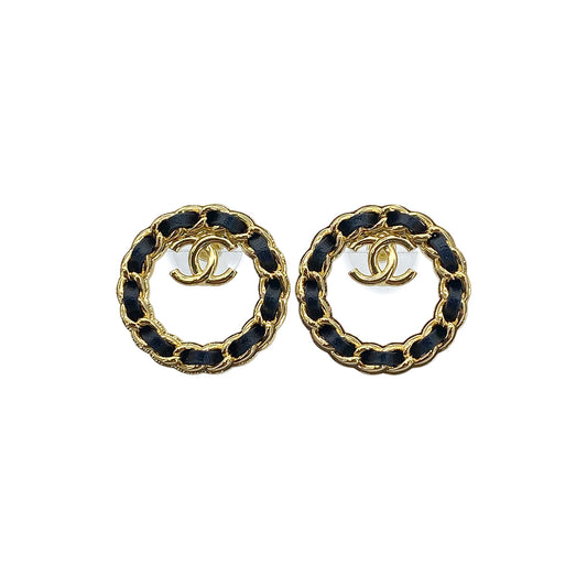CHANEL EARRINGS COCOMARK LEATHER ACCESSORY B24K 90272359