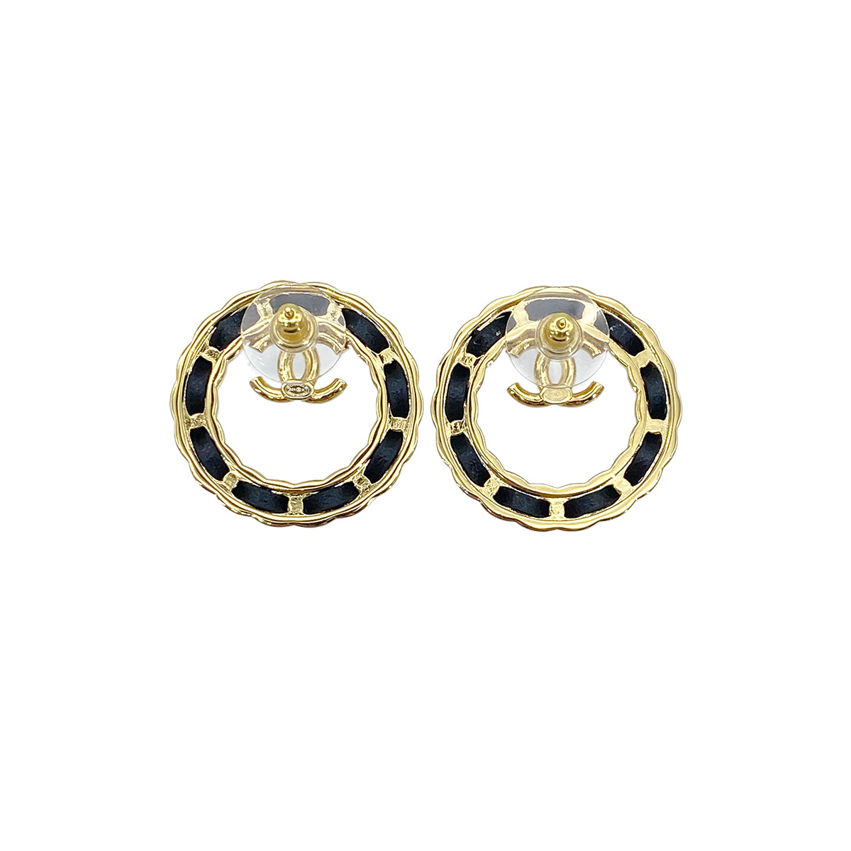 CHANEL EARRINGS COCOMARK LEATHER ACCESSORY B24K 90272359