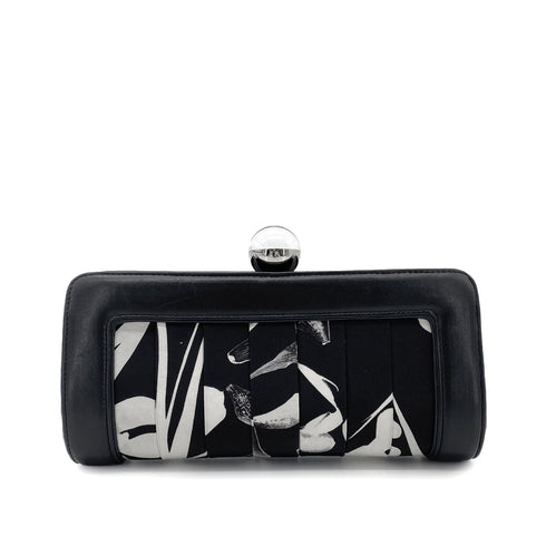 CHANEL VINTAGE CLUTCH BAG BLACK LAMB SKIN SILK 90272489 - PURPOSE