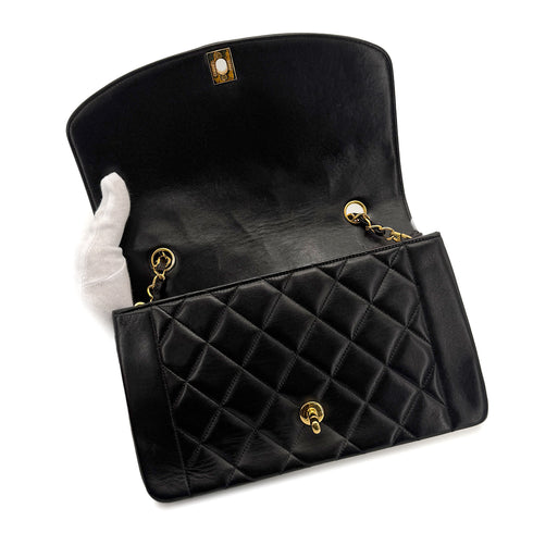 CHANEL VINTAGE DIANA MEDIUM CHAIN SHOULDER BAG BLACK LAMB SKIN 90272490 - PURPOSE