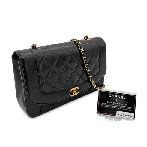 CHANEL VINTAGE DIANA MEDIUM CHAIN SHOULDER BAG BLACK LAMB SKIN 90272490 - PURPOSE