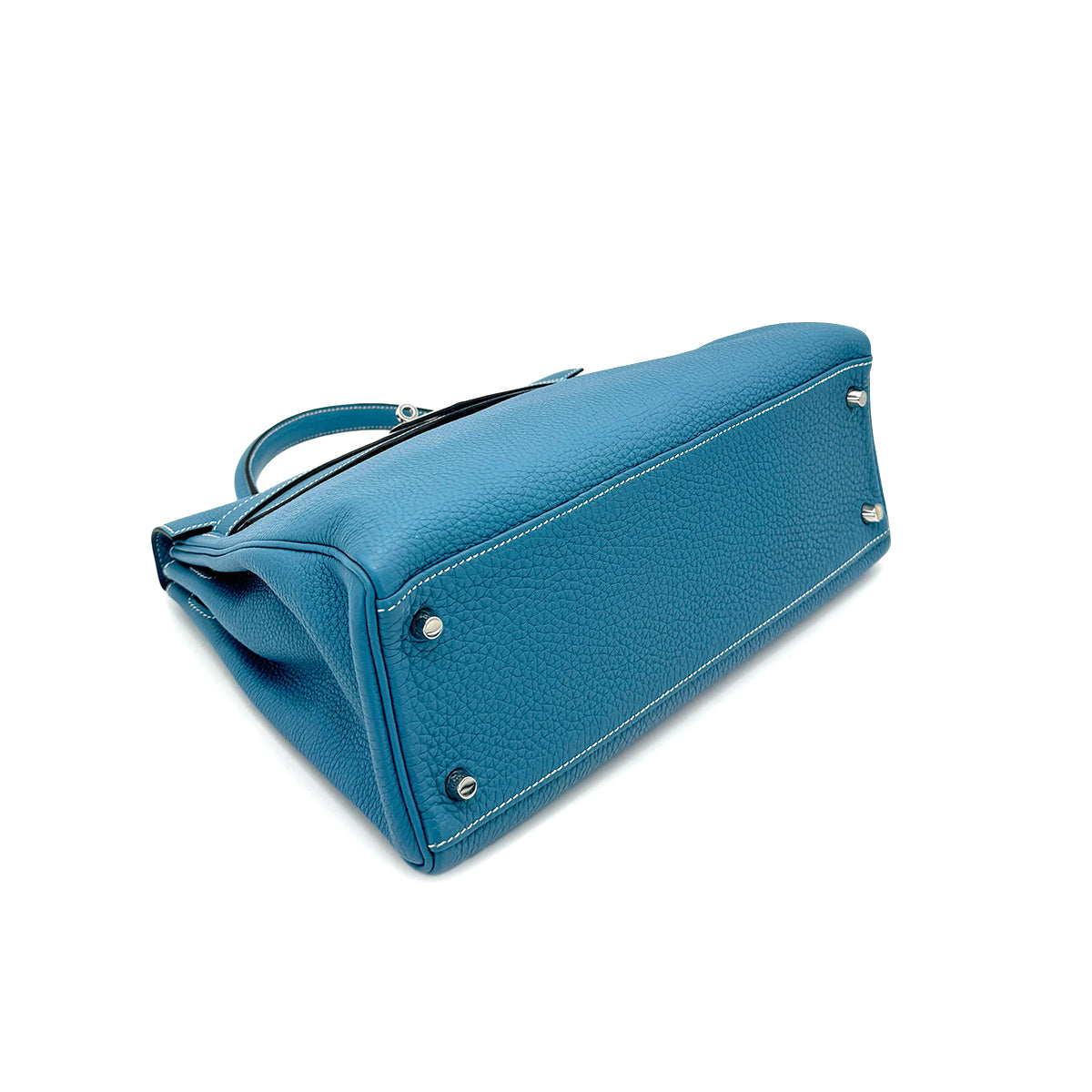 HERMES KELLY 32 RETOURNE BLUE JEAN TOGO HAND SHOULDER BAG □O SHW 90291266