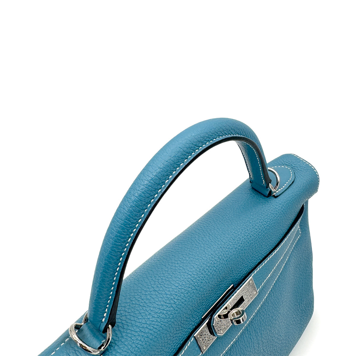 HERMES KELLY 32 RETOURNE BLUE JEAN TOGO HAND SHOULDER BAG □O SHW 90291266