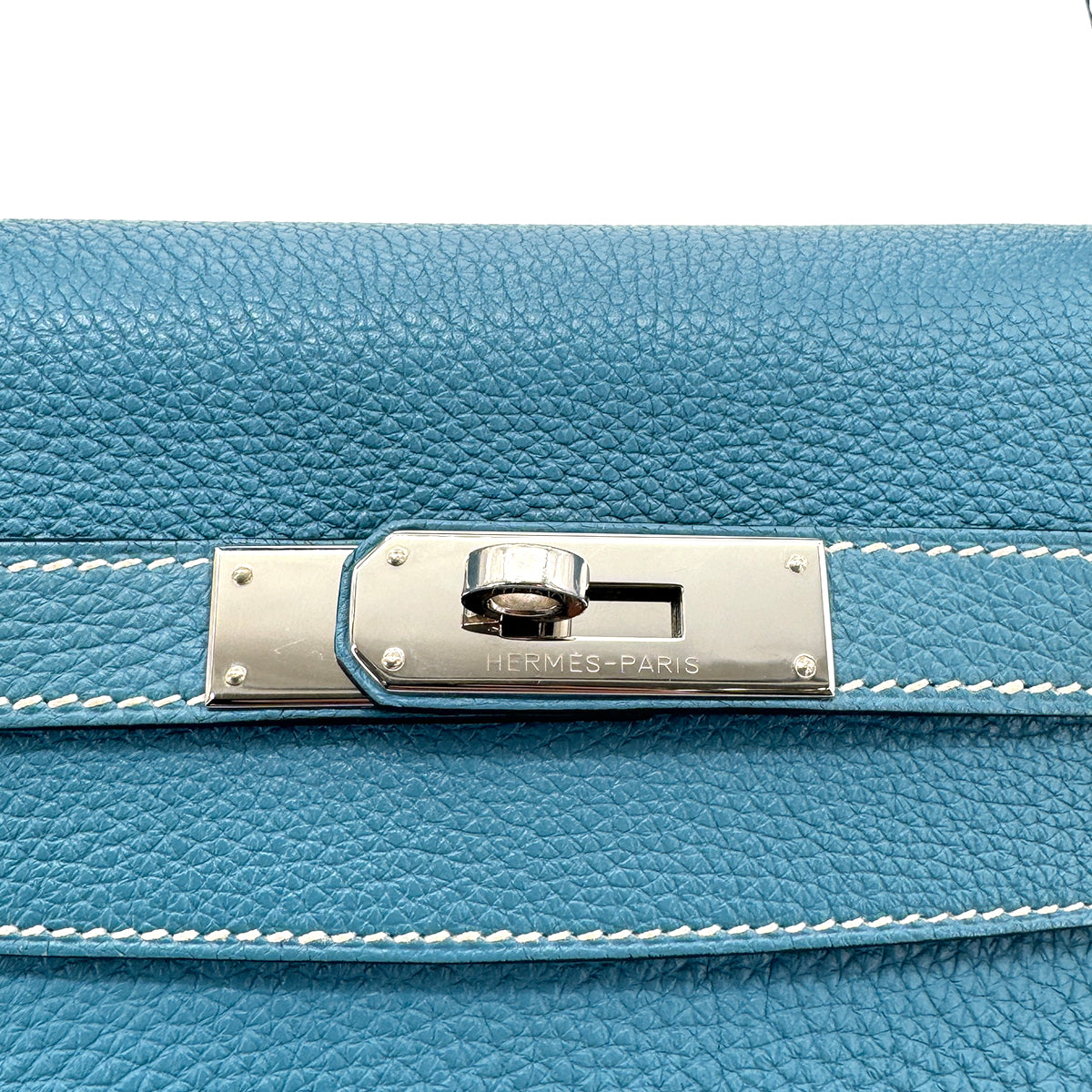 HERMES KELLY 32 RETOURNE BLUE JEAN TOGO HAND SHOULDER BAG □O SHW 90291266