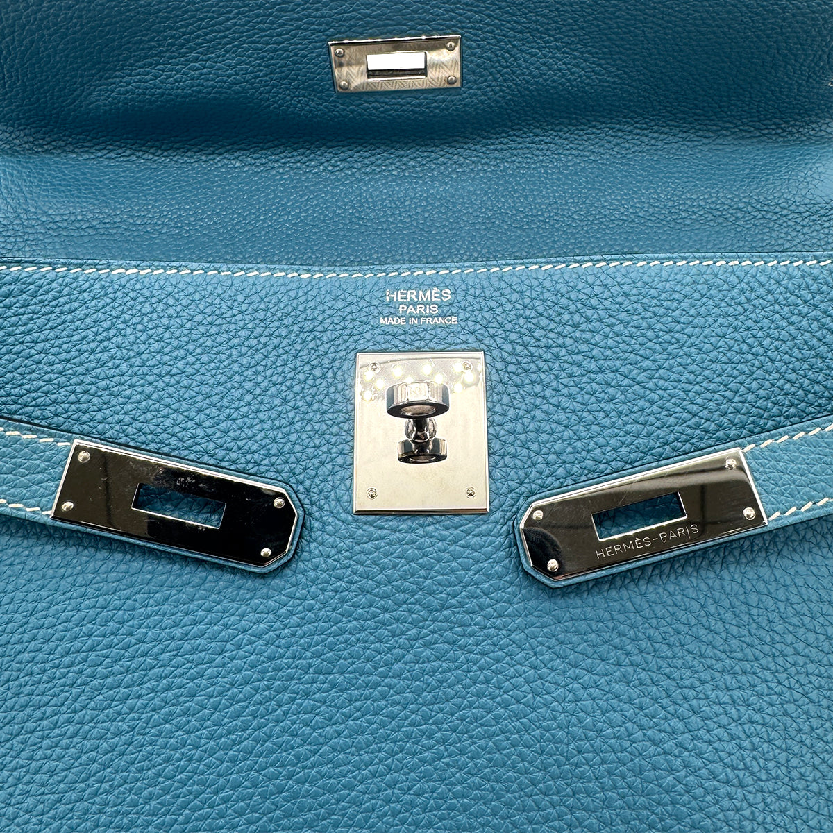 HERMES KELLY 32 RETOURNE BLUE JEAN TOGO HAND SHOULDER BAG □O SHW 90291266