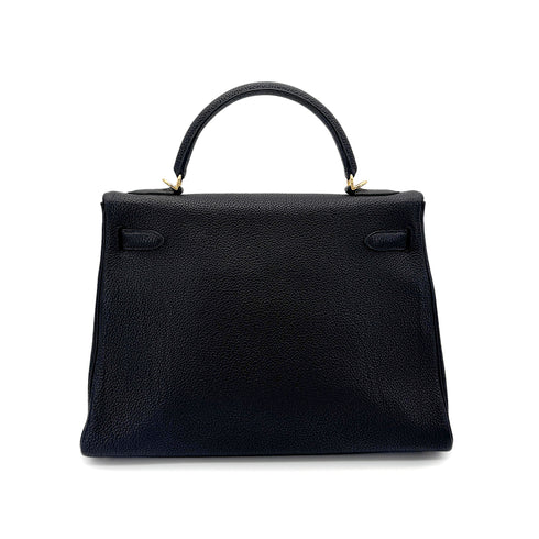 HERMES KELLY 32 RETOURNE BLACK TOGO HAND SHOULDER BAG □F GHW 90272497 - PURPOSE