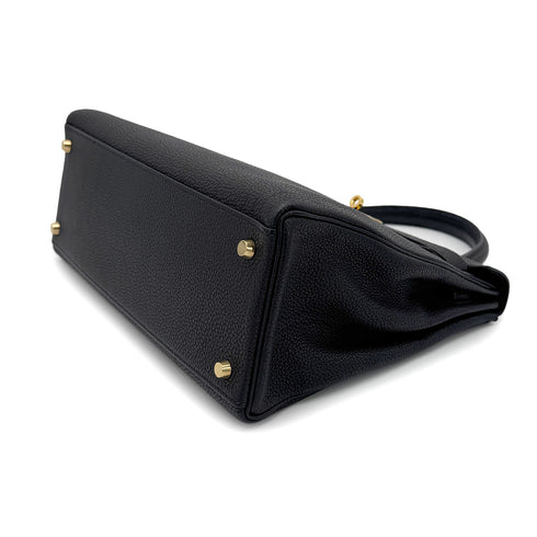 HERMES KELLY 32 RETOURNE BLACK TOGO HAND SHOULDER BAG □F GHW 90272497 - PURPOSE
