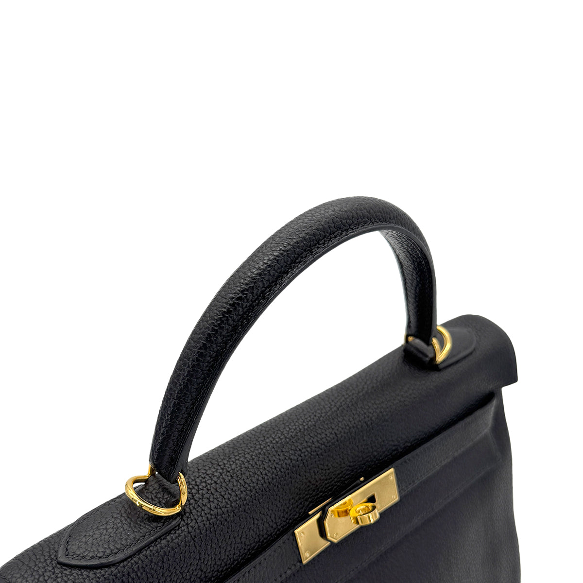HERMES KELLY 32 RETOURNE BLACK TOGO HAND SHOULDER BAG □F GHW 90272497