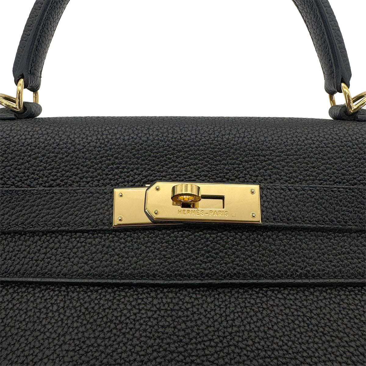 HERMES KELLY 32 RETOURNE BLACK TOGO HAND SHOULDER BAG □F GHW 90272497
