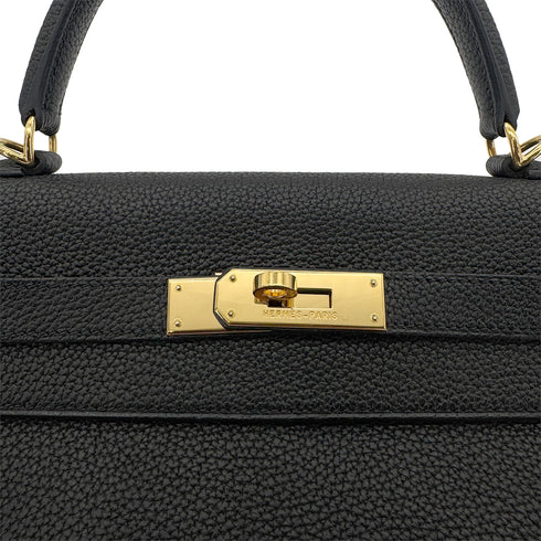 HERMES KELLY 32 RETOURNE BLACK TOGO HAND SHOULDER BAG □F GHW 90272497 - PURPOSE