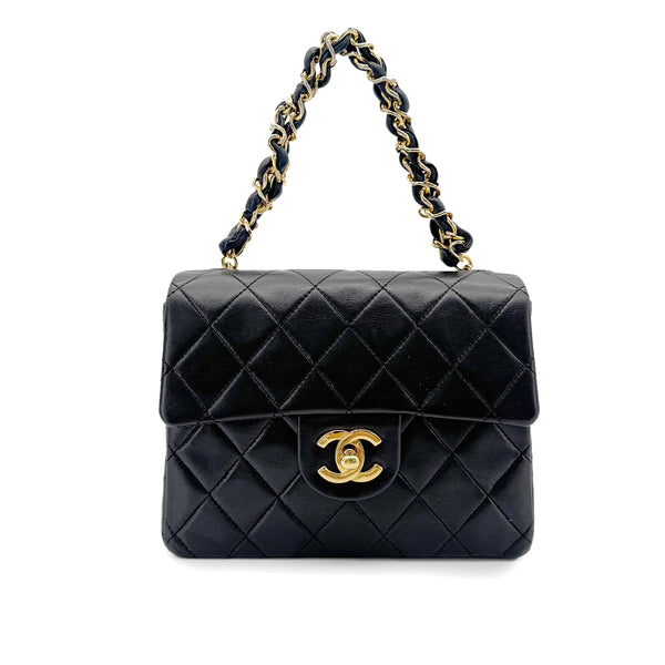 CHANEL VINTAGE MINI MATELASSE CHAIN SHOULDER BAG BLACK LAMB SKIN 90272501 - PURPOSE