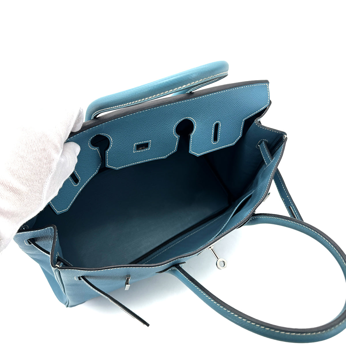 HERMES BIRKIN 35  BLUE JEAN EPSOM HAND BAG □M SHW 90272502