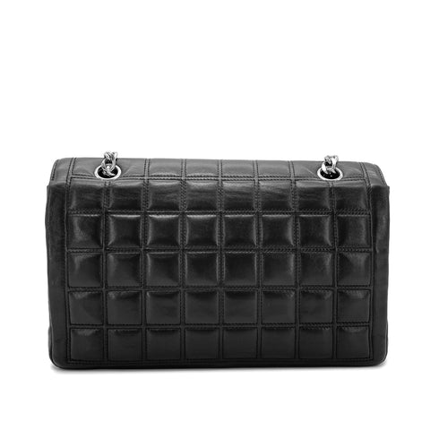 CHANEL VINTAGE 2.55 CHOCOLATE BAR RHINESTONE CHAIN SHOULDER BAG BLACK LAMB SKIN 90272503 - PURPOSE
