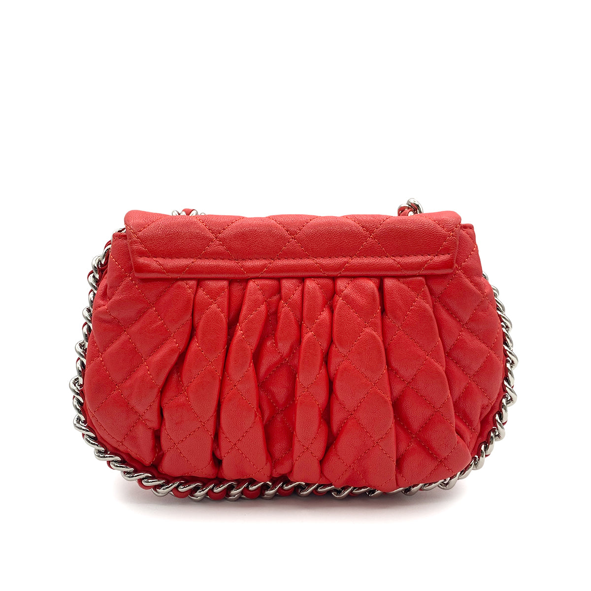 CHANEL MATELASSE CHAIN AROUND SHOULDER BAG RED CAVIAR SKIN 90272512