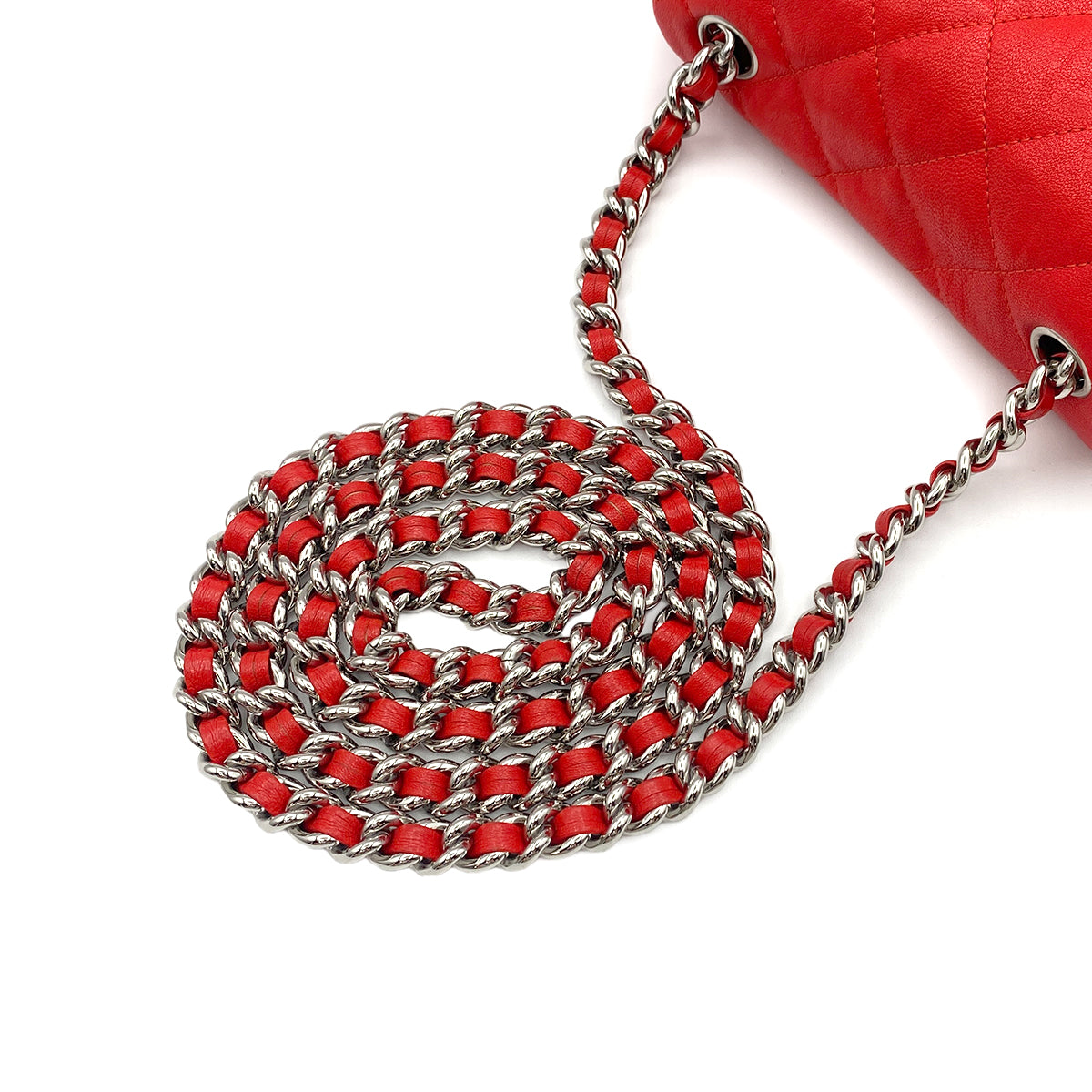 CHANEL MATELASSE CHAIN AROUND SHOULDER BAG RED CAVIAR SKIN 90272512