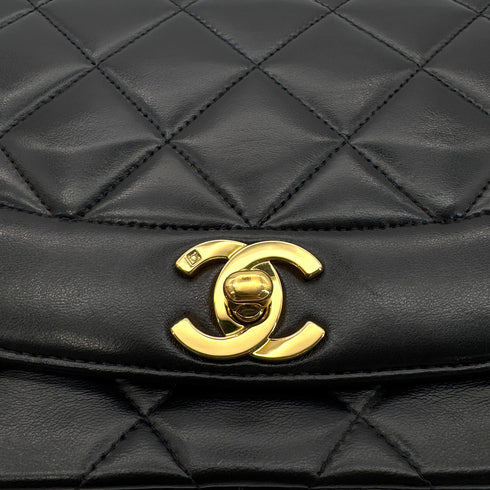 CHANEL VINTAGE DIANA MEDIUM CHAIN SHOULDER BAG BLACK LAMB SKIN 90272514 - PURPOSE